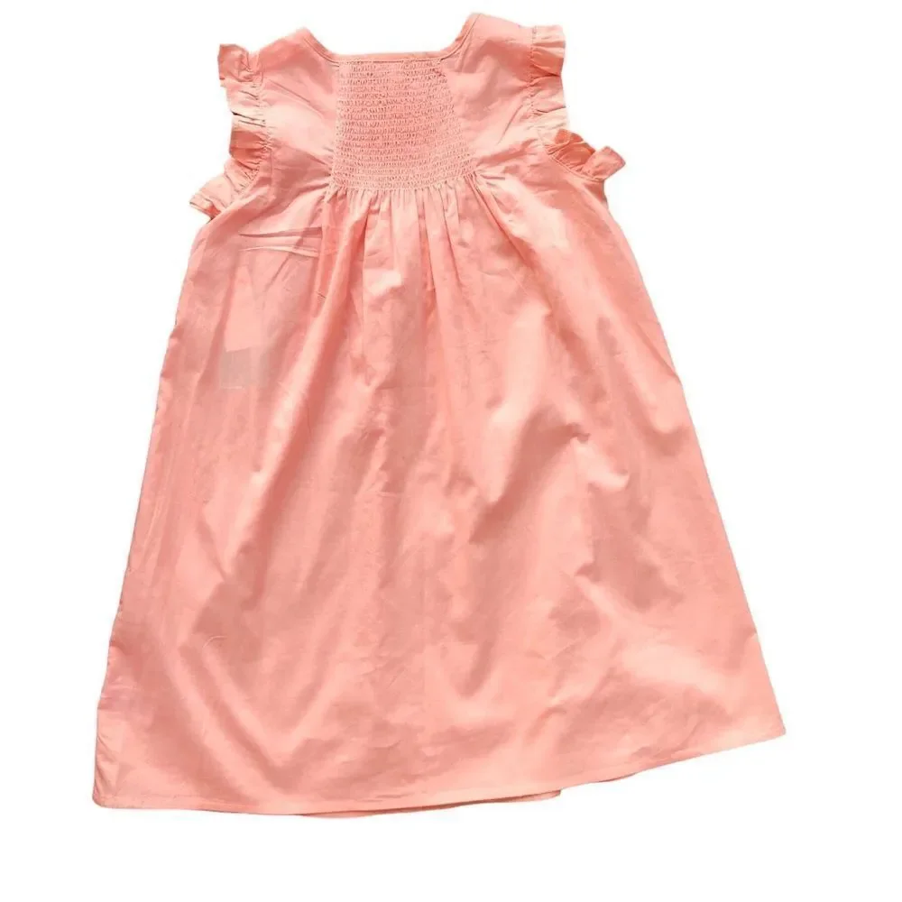 NWT GIRLS Copper 100% Light Cotton Peach, Orange, Coral Elastic Ruffle Dress